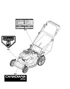 Decals Group, 22" Canadiana Diagram and Parts List for 7800907-CE22675HWFC 2012 Briggs and Stratton Lawn Mower